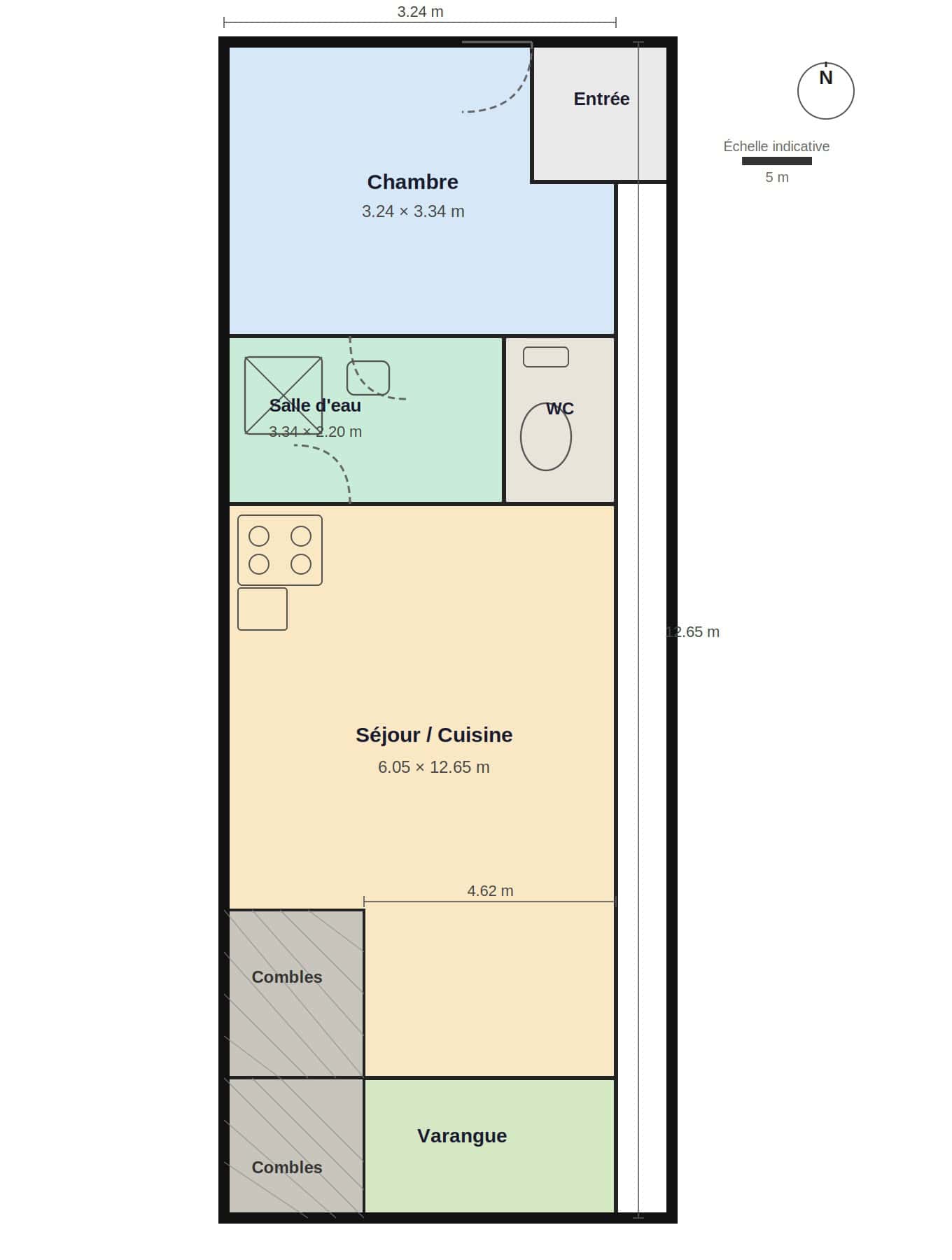 plan_appartement Appartement 2 pièces vue mer – Bellepierre